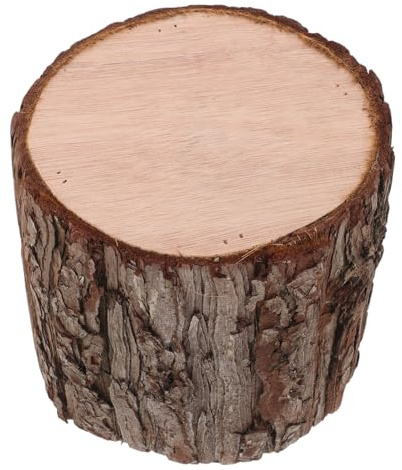 Hemobllo Souche d'arbre Décorative en Bois Massif 15 Cm Diamètre X 15 Cm Hauteur, Tabouret Décoratif Rustique pour Mariage et Décoration Intérieure, Support Naturel Imitation Écorce,