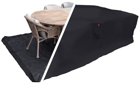 HOME It Garden Funda protectora para muebles de jardín 235×180×95 cm - Oxford 600D recubierto de PVC, impermeable, protección UV, 2 ventilaciones, cremallera y cordón, negro