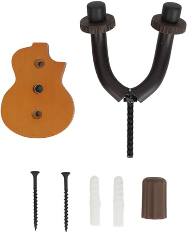 Soporte de Pared para Ukulele, Colgador de Madera de Caoba Elegante y Resistente, Soporte para Ukulele Mandolina Banjo, Fácil Instalación para Casa Estudio Conciertos (Madera oscura)