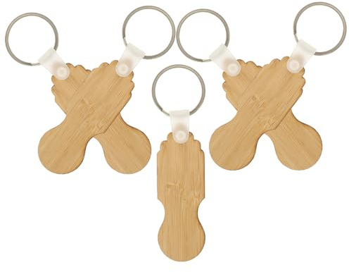 Generic Llavero de Bambú 5 Tokens para Carrito de Compras, Portátil y Elegante, Adecuado para Uso Diario y Obsequio Pequeño