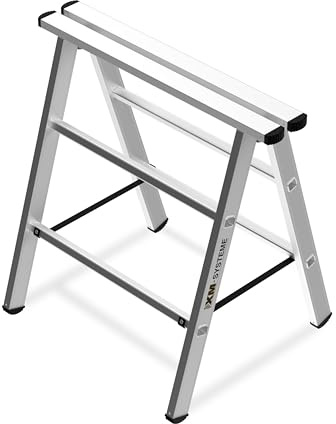 XM-Systeme® Alu-Montagebock – Stabiler Aluminium-Arbeitsbock für extreme Belastbarkeit bis 230kg – 80cm hoch + 80 cm breit – Perfekt kombinierbar mit Teleskopdiele als flexibles Arbeitspodest