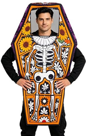 Rolig dödskalle kostym - stor skelett kista jumpsuit - vuxen halloween skelett kostym - för kvinnor män barn teatershow danstema fest rollspel födelsedag