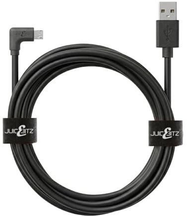 JuicEBitz 0.5m USB 2.0 Type A to Micro USB Right Angled Charger Cable Data Lead compatible with Android Phones & Tablets - Samsung, LG, Sony Xperia, HTC etc. (Black)