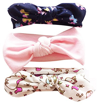 Vellette Baby flicka pannband knutna babypannband baby topp knut flicka hårband turban hårband knut pannband småbarn pannband på plats kaninöron stickade (4 stycken/3 stycken), D# (4 st), En Storlek
