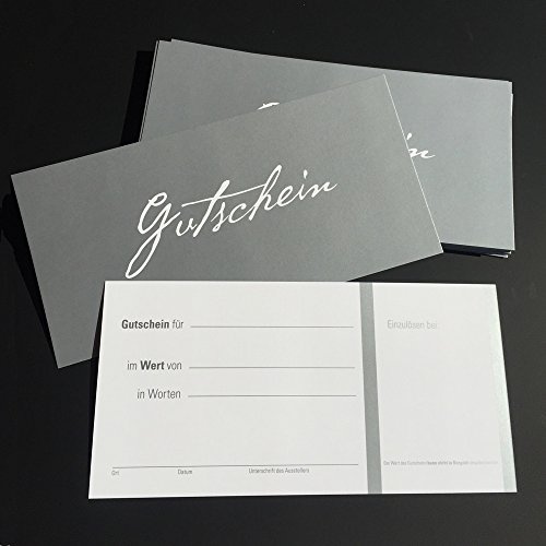 50 Gutscheine Gutscheinkarten Geschenkgutscheine – edel neutral Silber