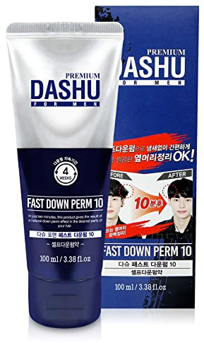 DASHU Down Perm for Men 3.38oz - Korean Fast Down Perm Kit, Hair Relaxer & Straightener, Side Hair Flattener, 10-Minute DIY At Home Perm, Semi-Permanent (3-4 Weeks)