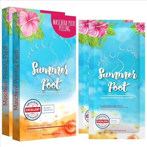 Summer Foot Premium Hornhaut-Entferner (2 Paare) - Hornhaut Fußmaske für weiche Füße - Anti Hornhaut-Socken für effektive Fußpflege - dermatologisch getestet