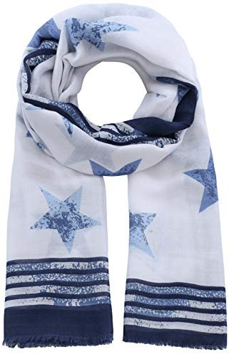 Faera Damen Schal Stars und Sterne weicher und leichter Damenschal Einheitsgröße in verschiedenen Farben, SCHAL Farbe:Marineblau