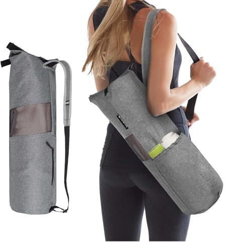 Explore Land Oxford Yoga Mat Storage Bag with Breathable Mesh Window and Large Pockets (Fits 1/2Inch Yoga Mat, Gray01)