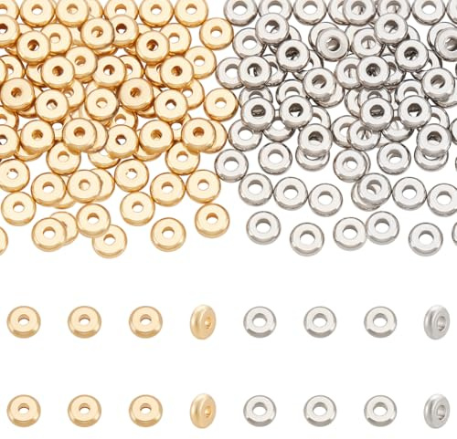UNICRAFTALE Circa 100 pz 2 colori 6mm Perline Distanziali Rotonde Perline Allentate In Acciaio Inossidabile Perline con Foro Da 1.8 mm Senza Piombo per Gioielli, Colore Acciaio Inossidabile