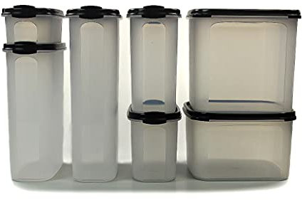 Tupperware Recipiente modular (500 ml, 1,1 L, 1,7 L, 2,3 L, 2,6 L, 2,9 L, 4 L), color negro