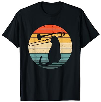 Katze spielt Posaune Posaunist Lustige Katze Jazz Posaune T-Shirt