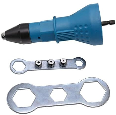 Cordless Rivet Gun Drill Adapter Electric Drill Tool Kit Electric Rivet Nut Riveter Adaptor Insert Nut Hand Power Tool Accessories-Blue