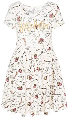 Harry Potter Mädchenkleid für kleine und große Mädchen 4–16, Cream, XS