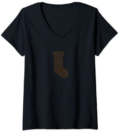 Damen Ein Weihnachtsstrumpf als Krawatte - Frohe Weihnachten - Neujahr T-Shirt mit V-Ausschnitt