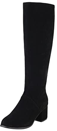 Woaikeyu Bottes Femme Bottes longues au genou avec fermeture à glissière latérale et talons hauts Comfortable Casual Boots noir 42