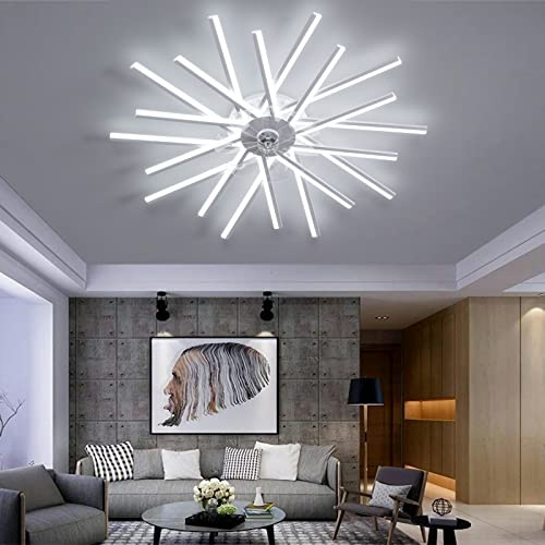 Ventilatore Da Soffitto 100CM Di Grandi Dimensioni Con Telecomando APP Reversibile DC 6 Velocità Ventilatore Da Soffitto Silenzioso Con Luce LED Dimmerabile Per Soggiorno Camera Da Letto-White||100CM