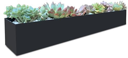 PSOIRGCNH Fioriera rettangolare moderna in metallo, per davanzale della finestra, 81,3 cm, decorativa, per interni/esterni, tavolo o finestra, fioriera per davanzale (1 pezzo, nero)