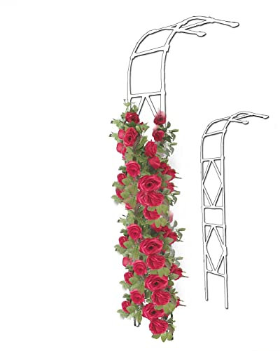 Demi-Arche À Rosiers, Aide à l'escalade en treillis métallique support de plante semi-mural tuyau enduit de plastique PE facile à installer décor extérieur de cour de jardin ( Color : Wit , Size : 90x