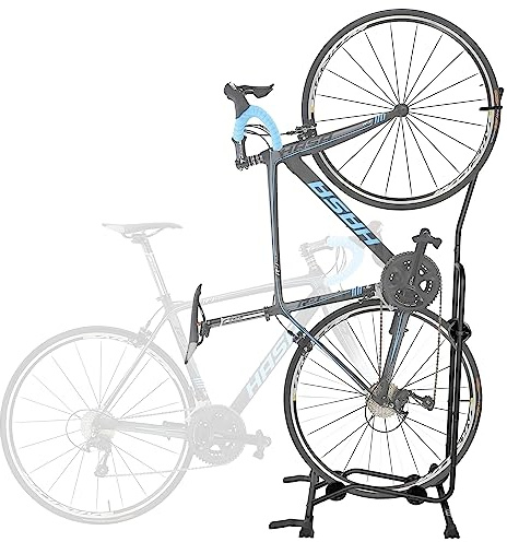 CyclingDeal Upright Bike Stand Floor - Vertical & Horizontal Bicycle Stand Bicycle Storage - Safe & Secure Bike Storage Rack - for Wheels Sizes up to 29 - Bike Rack Garage Bicycle Rack - Classic