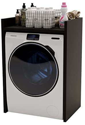 MRBLS Waschmaschinenschrank Überbauschrank für Waschmaschine Trockner Wäschetrockner Badschrank Badezimmermöbel Waschküche Waschmaschinenregal Waschmaschinenüberbau viele Farben- 66x97x62cm (Schwarz)