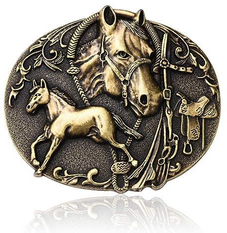 BBOTEN Western Gürtelschnalle Bull Gürtelschnalle für Männer Frauen Rodeo Gun Gürtelschnalle Texas Feder Gravur Gürtelschnallen Herren, GRAU, Small