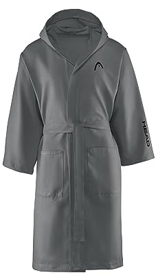 SWEET HOME Unisex Flauschig Head Active Damen und Herren, mit Kapuze und Taschen, Leichter Bademantel aus Mikrofaser, schnell trocknend, weich, saugfähig, platzsparend, Größe M, Night Shade Grey, M
