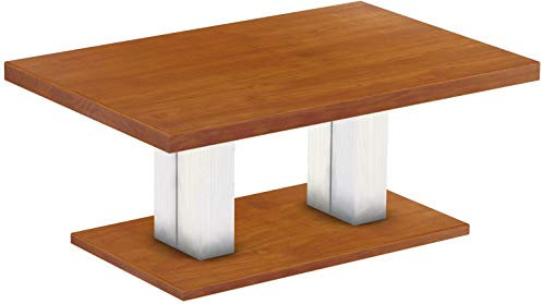 B.R.A.S.I.L.-Möbel Brasilmöbel Couchtisch Rio UNO 120x80 cm Kirschbaum Weiß Wohnzimmertisch Holz Säulentisch Pinie Massivholz Stubentisch Beistelltisch Größe und Farbe wählbar