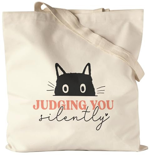 Hey!Print Judging you Silently Jutebeutel Katzenliebhaber Cat-Mom Katzen-Mama