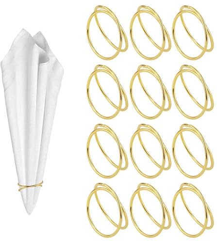 12 Stück Runde Serviettenringe Metall Gold, Metall-Spiral-Serviettenringe Serviettenringhalter Thanksgiving-Serviettenringe für Hochzeit Abendessen Party Tischdekoration