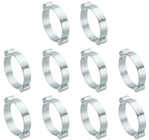PATIKIL 30 Stück Doppelohr Schlauchschellen, Einstellbare 2-Ohr Schlauchschellen Ø 37-40mm, Verzinkter Zweiohrschellen, Schlauch Klemmplatten für Fule Benzin, Rohr, Schlauch