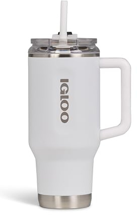 IGLOO TRAVEL MUG 32 tazza termica 900ml in acciaio inox con cannuccia – borraccia ermetica adatta a bevande gassate, senza BPA – mantiene le bevande 12h calde & 48h fredde, perfetta fuori casa