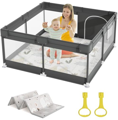 Mloong 120x120cm Parque Infantil Bebe, Corralito Con Alfombra, Pequeño Parque De Juegos Bebé Para, Con Malla Transpirable En Los Cuatro Lados Kindergehege, w