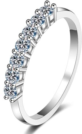 AMDXD 14K 585 Weißgold Diamantring, Klassiker Freundschaftsringe mit Labor Diamant 0.7 Karat (Rundschliff, VVS1), Au585 Gold Hochzeitsring Damen Echt Schmuck, Gr.48 (15.3)
