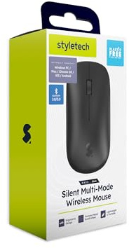 styletech Silent Multi-Mode Bluetooth Wireless Mouse for PC & Mac - Black