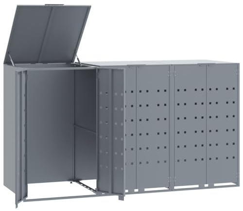 vidaXL Mülltonnenbox für 3 Tonnen Grau 207x79x117 cm Stahl