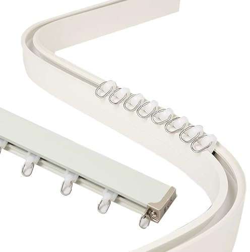 Gebogene Decke Vorhangschiene Biegsame Halterung Gardinenschiene Vorhangschiene 1-läufig Aluminium Vorhangschiene Raumteiler for Vorhänge Fenster Balkon Büros(Gold,3.9m(12.8ft))