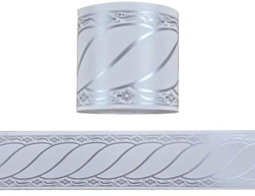 Jodimitty PVC Wallpaper Border Self Adhesive 10 Meter x 5cm Knot Pattern Waterproof Wall Border Peel Stick Wallpaper Borders for Living Room Bedroom Bathroom Kitchen (B White Grey)