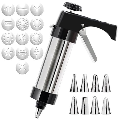 ZGXNYI Seringue à Garnir en Acier Inoxydable Stainless Steel Cookie Maker Machine Dessert Decorating Syringe Set Icing Decoration Set DIY Baking Tools Seringue à GâTeau