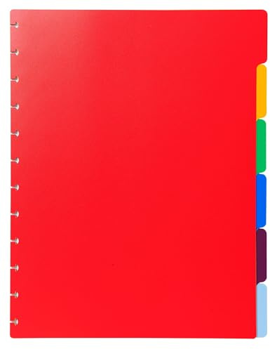 Exacompta - Ref. 86002E - kartong med 10 flerfärgade hårda polyproavdelare för avtagbara dokumentskydd med ringar - 6 neutrala flikar - för A4-storlek maxi - storlek 24 x 30,5 cm
