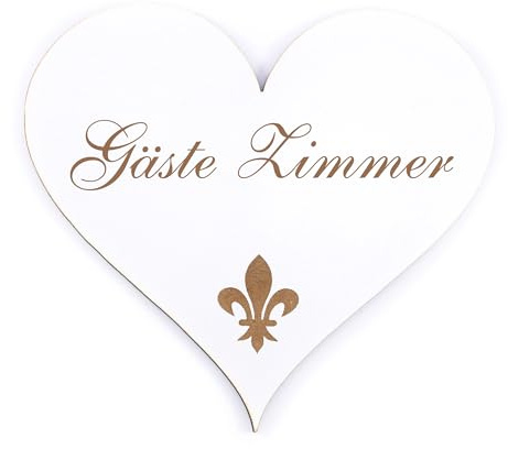 Dekolando Deko Türschild Herz - Gäste Zimmer - Schild 13 x 12 cm - Schilder Türschilder Namensschilder Wohnung selbstklebend Holzschild Tür Holzschilder