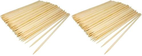 PARENCE.- Set de 100 tubos de madera/parrilla, pinchos, frutas, verduras, palas de madera - 100 piezas, 25cm (Paquete de 2)