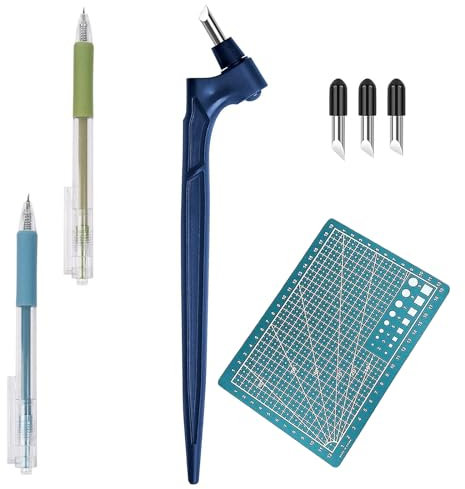 Herramienta de Corte Arte Cuchillos Cutter Precision Hoja Giratoria de 360 Grados de Acero Inoxidable con 2 Cuchillas de Repuesto 1 Alfombrilla de Corte y 2 Cuchillo de Arte para Manualidades