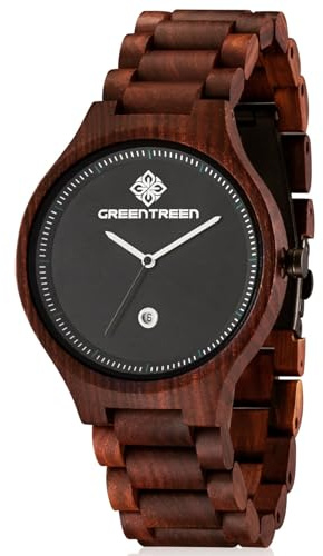 GREENTREEN Handcrafted Wooden Watches for Men & Women: Ultra-Light Natural Wood Wristwatch with Precision Quartz Movement | Stylish Gift for Him/Her on Valentine's Day Birthdays