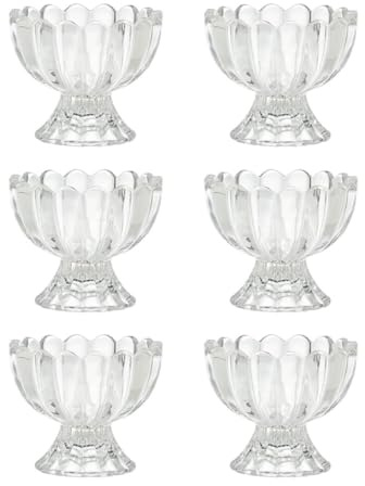 PRETYZOOM Set med 6 eleganta dessertkoppar av glas (100 ml) värme- och köldbeständig för glass, frukt, pudding, serveringsskålar