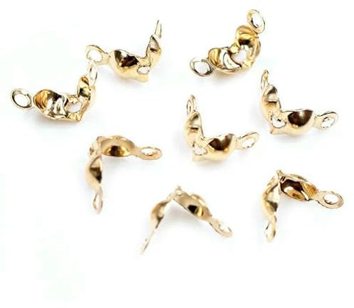 200 Stück Verbinderverschluss 4 x 7 mm Kugelkette Kalotte Endcrimps Perlen Verbinderkomponenten für DIY Schmuckherstellung Zubehör-4 x 7 mm KC Gold