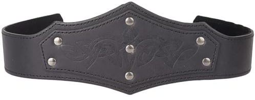 GORGECRAFT 90x600mm Mittelalterliches Kunstleder Kopfstück Schwarz Verstellbar Wikinger Stirnband Vintage Lederreif Renaissance Cosplay Geprägtes Stirnband Mit Kopfring Aus Legierung Und Eisen Für Män