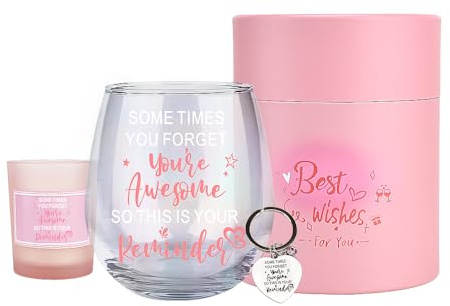 Thank You Gifts for Women, Stemless Wine Glasses, Drinking Birthday Gift for Women, Men, Personalised Friend Gift, Moving away Presents for Her, Leaving Gifts Bestie Sister Colleague (You Are Awesome)