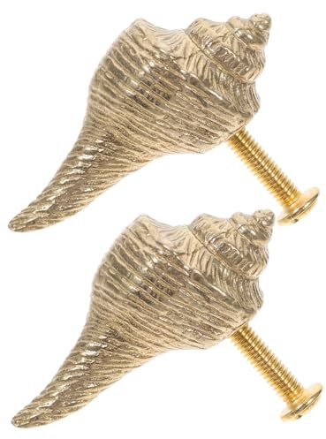 Holibanna 2stücke Muschelgriff Aus Messing Für Schranktüren Strand-schrankknopf Dekorativer Schrankgriff Für Schränke Und Schubladen Küsten-türknopf Einzigartiger Möbelgriff Für Kommoden