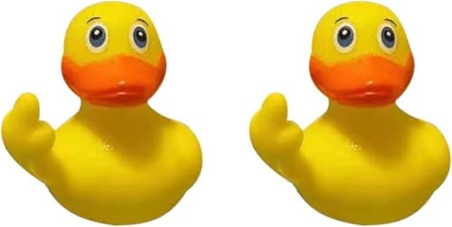 2Pcs Rubber Ducks, 2.28 Finger Rubber Duck, Cute Small Middle Finger Funny Car Accessories for Car Dashboard Bath Decorations Toys
